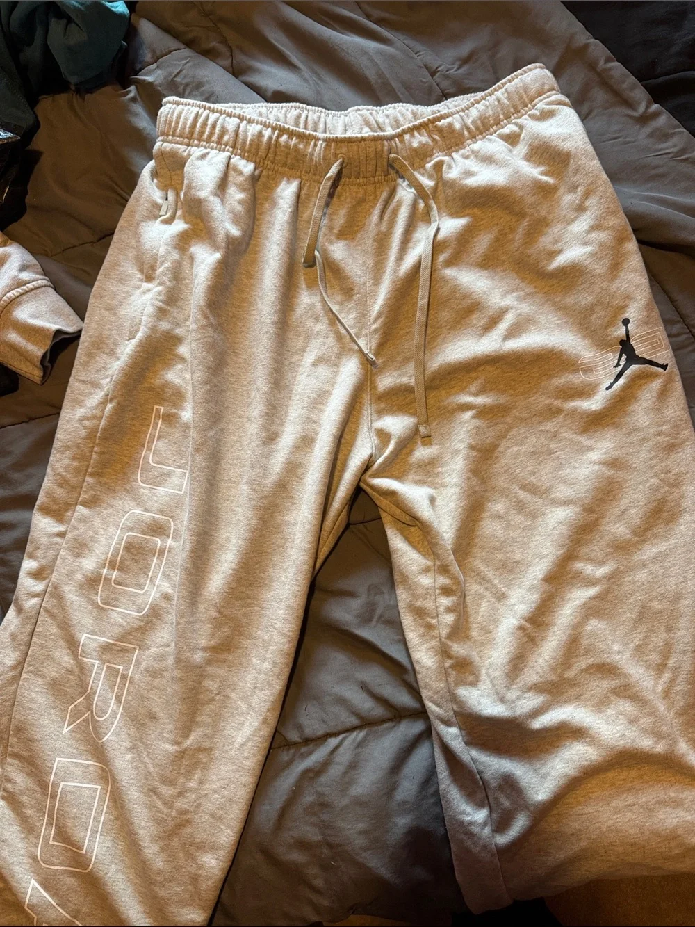 Jordan Light Gray Logo Joggers with Black Jumpman